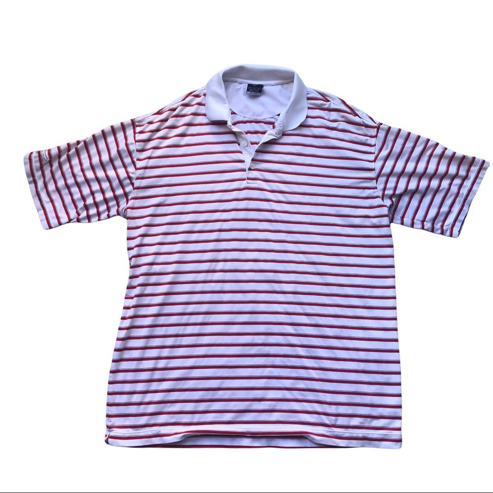 Nike Golf Polo Short Sleeve Dri-Fit UV XL White Red Striped Men’s Extra Large